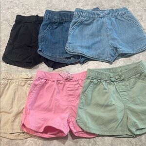 Lot 6 kids Cotton Pull-On Shorts - Pink, Light Blue, Denim, Black, Green, Cream